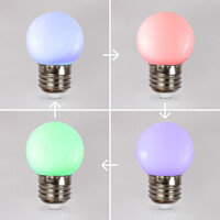 1W RGB LED-lampa med E27-sockel Ø45 mm