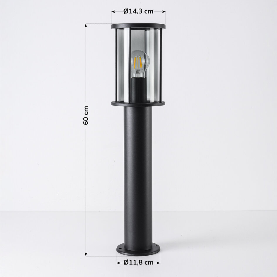 Stående utomhuslampa Penn med rökglas - 60 cm svart