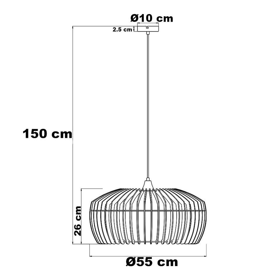 Modern pendellampa Itami i trä - öppen skärm med träspjälor