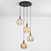 Pendellampa Livia med fyra lampor - amberfärgat och konjaksfärgat glas