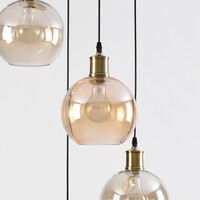 Pendellampa Livia med fyra lampor - amberfärgat och konjaksfärgat glas