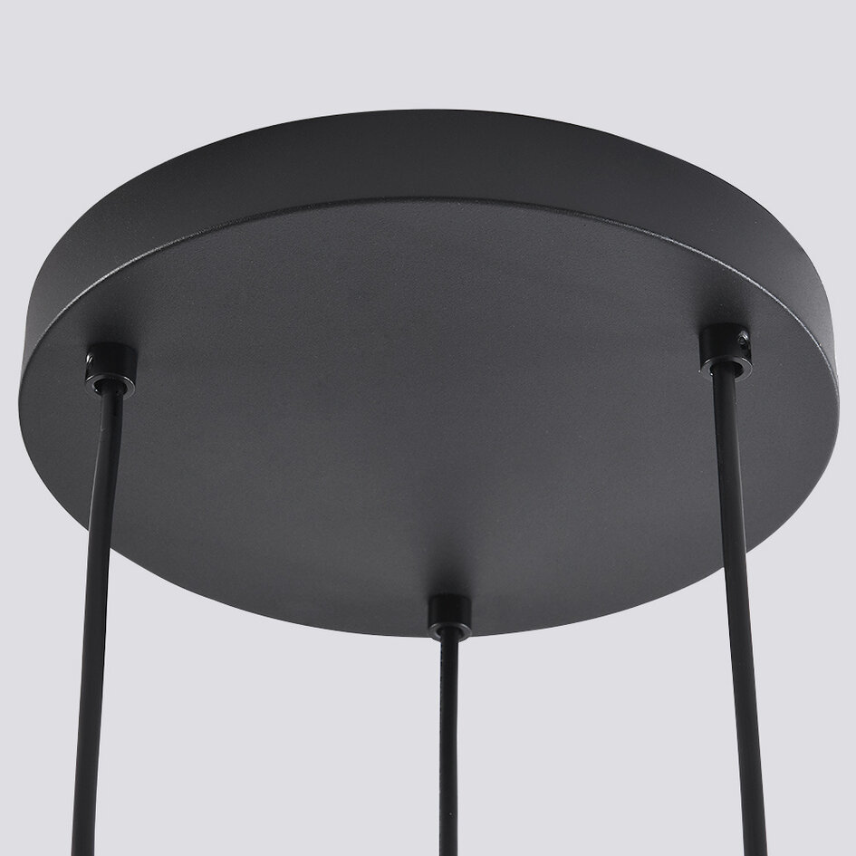 Pendellampa Pella med tre lampor - rökfärgat glas och svart