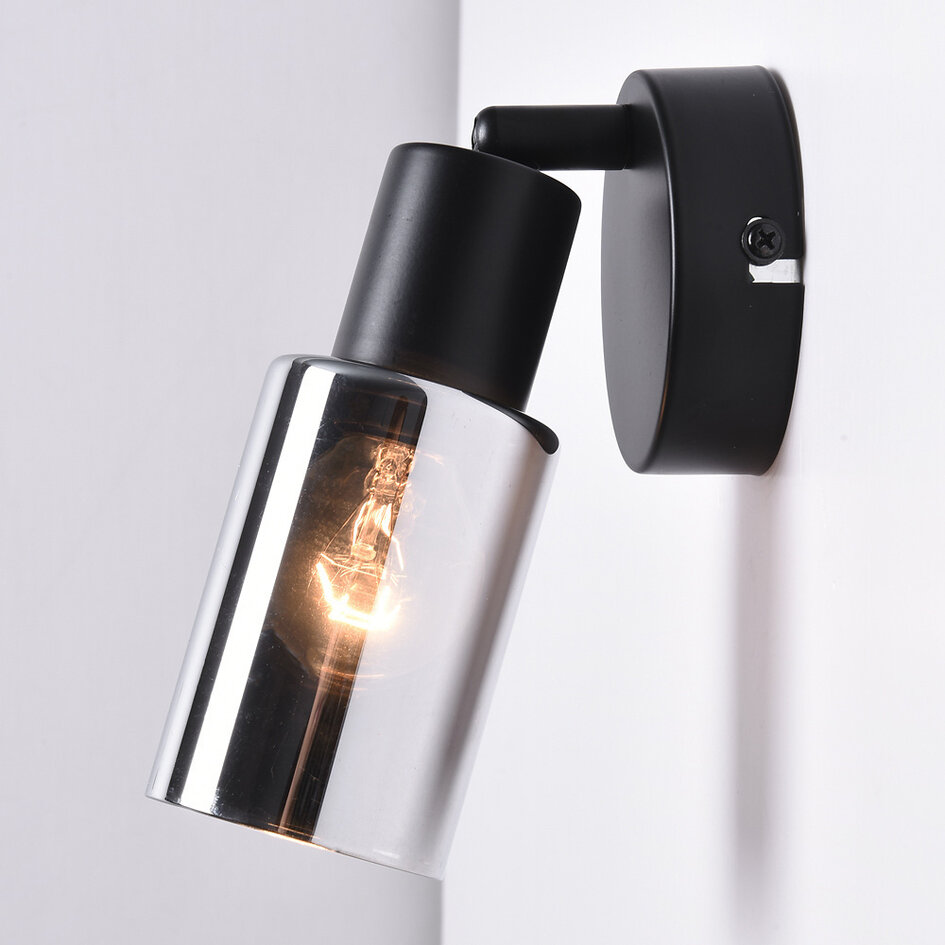 Väggspotlight Atica med rökfärgat glas - vridbar
