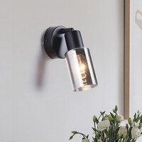 Väggspotlight Atica med rökfärgat glas - vridbar