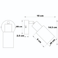 Väggspotlight Atica med rökfärgat glas - vridbar