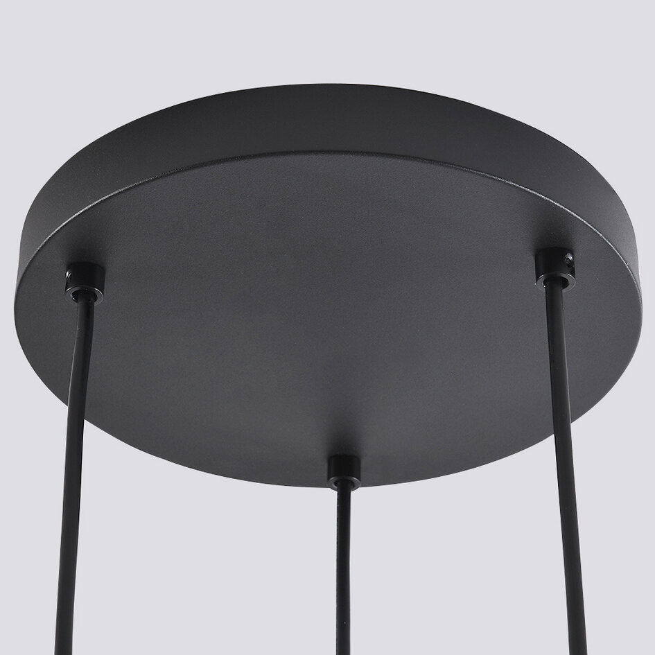 Pendellampa Pella med tre lampor - amberfärgat glas och svart