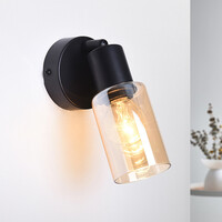 Väggspotlight Atica - amberfärgat glas och svart, vridbar