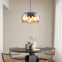 Design taklampa Serres med bärnstensfärgat glas, 3-ljus