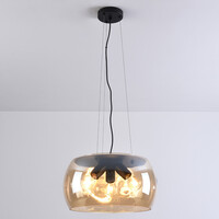 Design taklampa Serres med bärnstensfärgat glas, 3-ljus