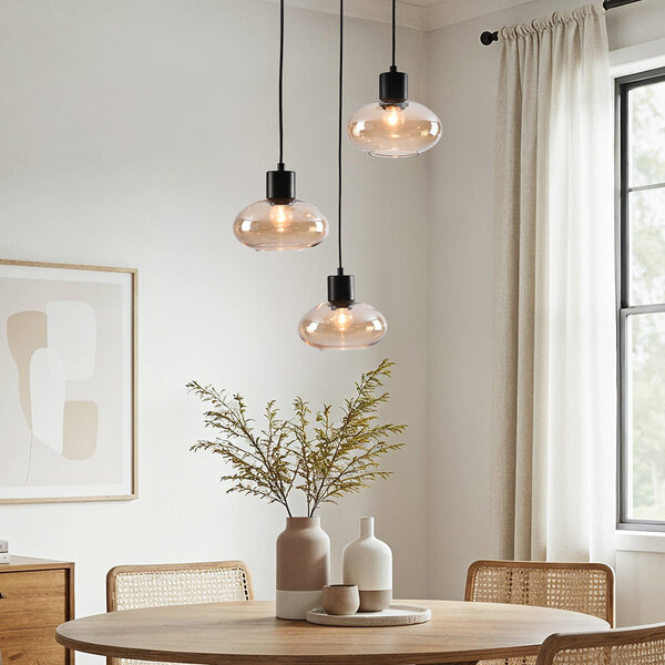 Modern taklampa med bärnstensfärgat glas, 3-ljus - Vida