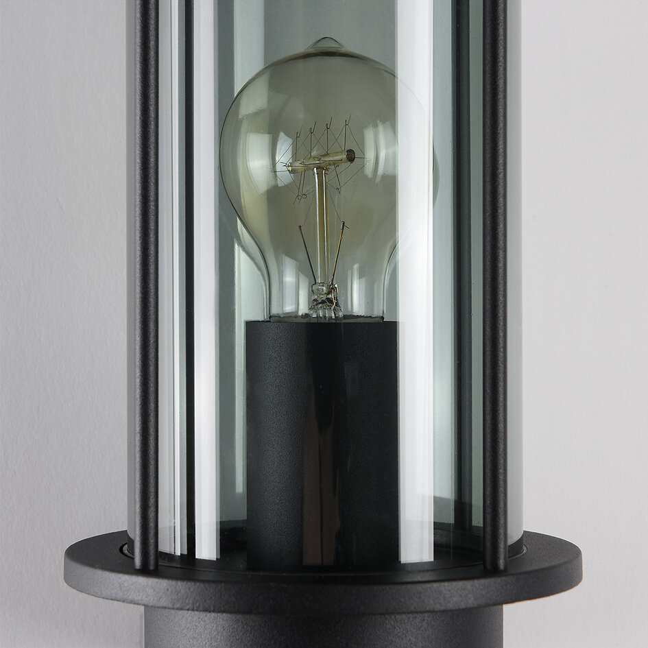 Utomhusvägglampa Peije med rökglas - svart