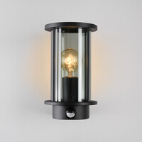 Utomhusvägglampa Pax med rökglas och sensor - svart