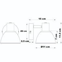 Väggspotlight Kyron - rökfärgat glas och gyllene mässing, vinkelbar