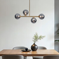 Design taklampa guld med rökfärgat glas, 4-ljus - Asun