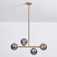 Design taklampa guld med rökfärgat glas, 4-ljus - Asun