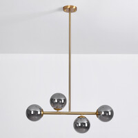 Design taklampa guld med rökfärgat glas, 4-ljus - Asun