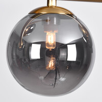 Design taklampa guld med rökfärgat glas, 4-ljus - Asun