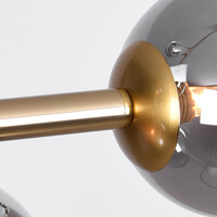 Design taklampa guld med rökfärgat glas, 4-ljus - Asun