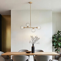 Pendellampa Asun med fyra lampor - transparent glas och guld