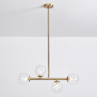 Pendellampa Asun med fyra lampor - transparent glas och guld