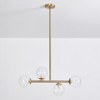 Pendellampa Asun med fyra lampor - transparent glas och guld