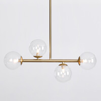 Pendellampa Asun med fyra lampor - transparent glas och guld