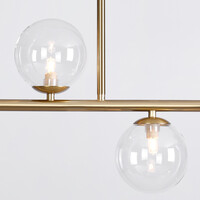 Pendellampa Asun med fyra lampor - transparent glas och guld