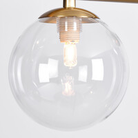 Pendellampa Asun med fyra lampor - transparent glas och guld