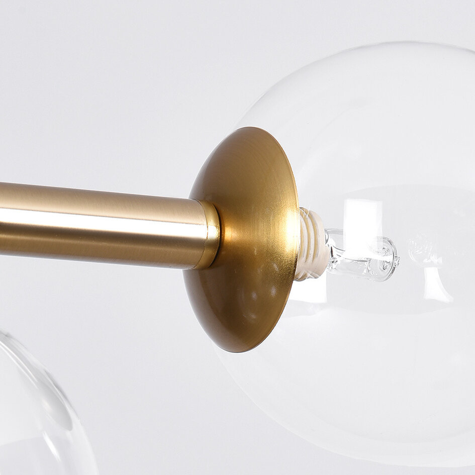 Pendellampa Asun med fyra lampor - transparent glas och guld