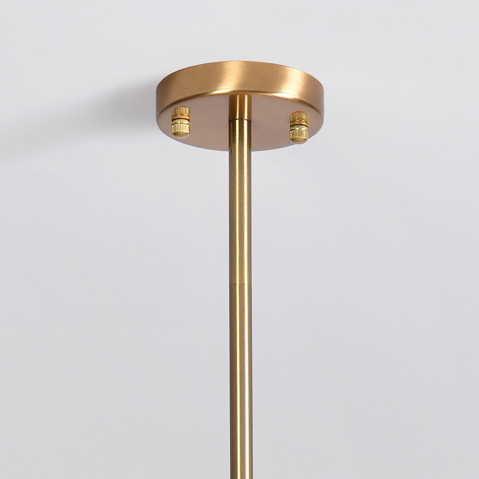 Pendellampa Asun med fyra lampor - rökfärgat glas med spegeleffekt och guld