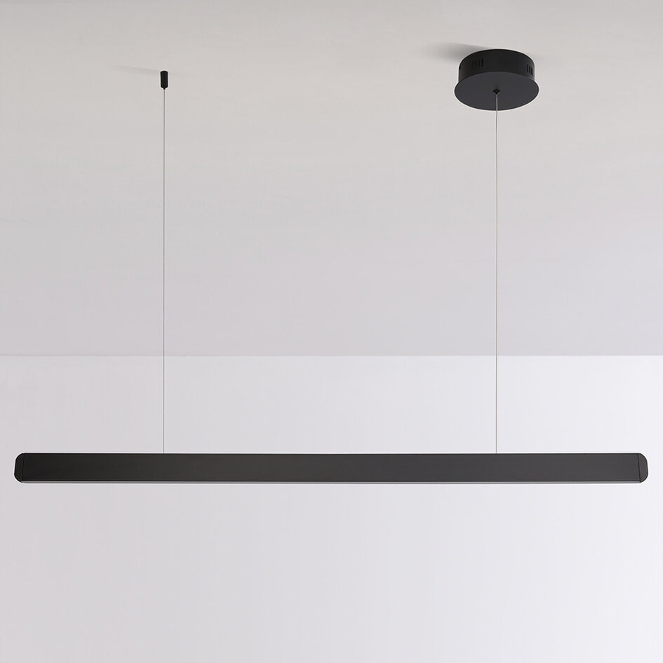 Pendellampa Devin - smal och avlång med integrerad LED, svart