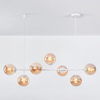 Design taklampa vit ram och bärnstensfärgade glaskulor - Hepta