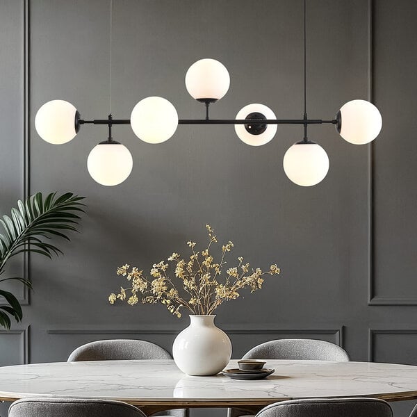 Design taklampa svart ram och mjölkvitt glas - Hepta