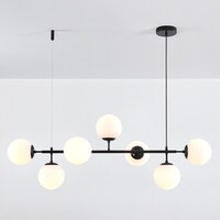 Design taklampa svart ram och mjölkvitt glas - Hepta