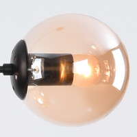 Pendellampa Hepta med sju lampor - amberfärgat glas och svart
