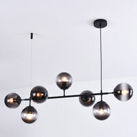 Design taklampa svart ram och rökfärgat glas