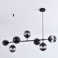 Design taklampa svart ram och rökfärgat glas