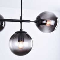Design taklampa svart ram och rökfärgat glas