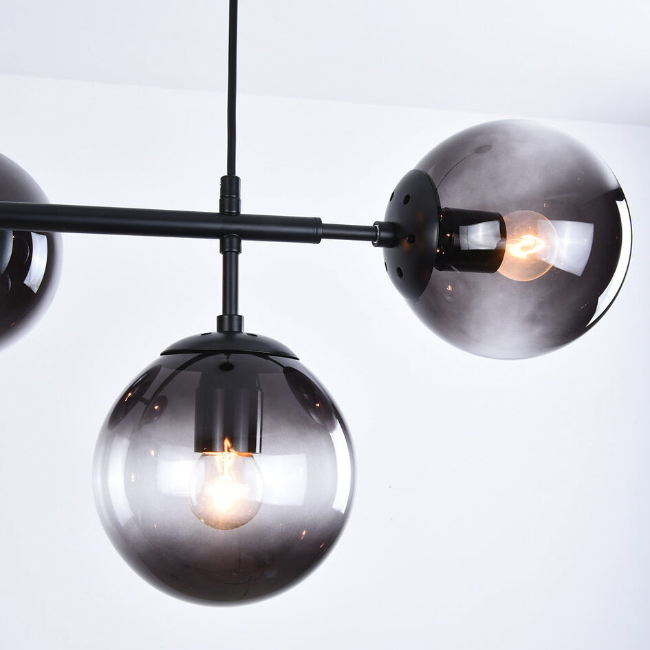 Design taklampa svart ram och rökfärgat glas