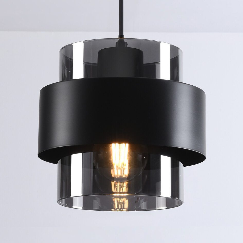Design taklampa med rökfärgat glas - Filia