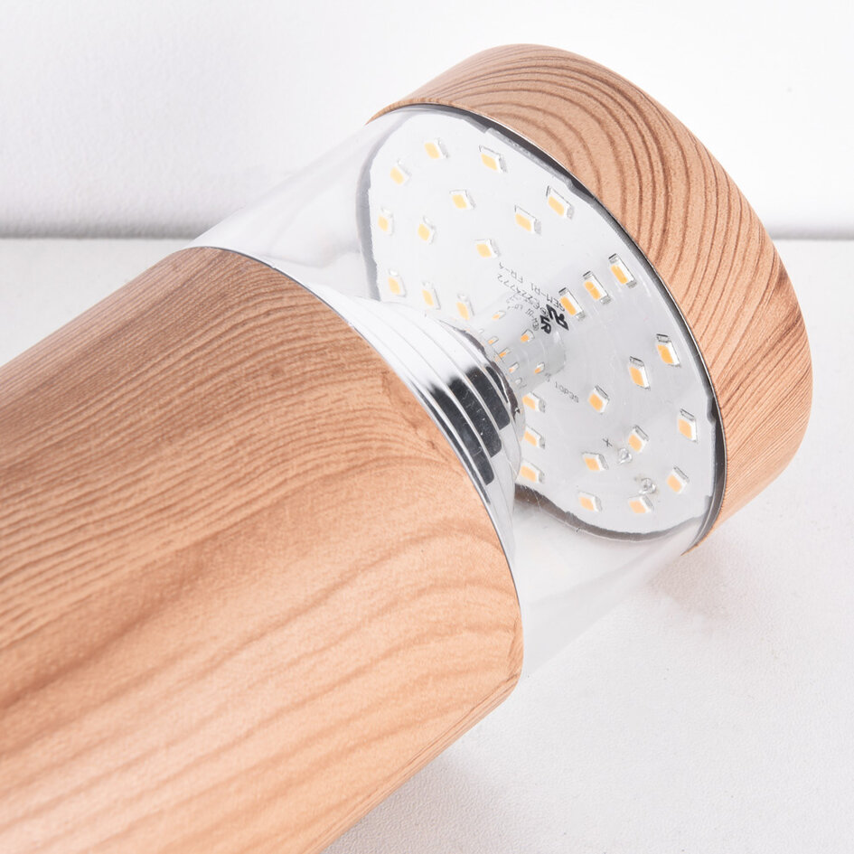 Stående utomhuslampa Tadeo med jordspett - mörk träfärg med integrerad LED