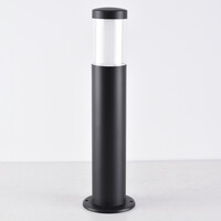 Stående utomhuslampa Leandre med mjölkvit kupa - 44 cm svart med integrerad LED
