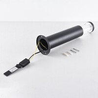 Stående utomhuslampa Leandre med mjölkvit kupa - 44 cm svart med integrerad LED
