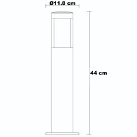 Stående utomhuslampa Leandre med mjölkvit kupa - 44 cm svart med integrerad LED