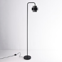 Svart golvlampa Fyke i rökgrått glas