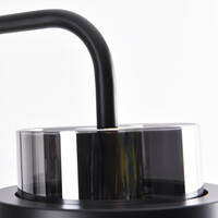 Svart golvlampa Fyke i rökgrått glas
