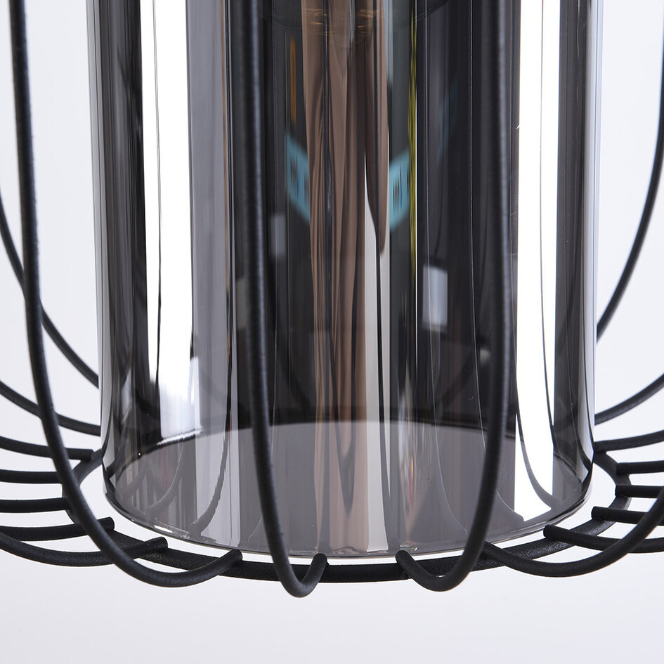 Pendellampa Dila - rökfärgat glas med metallspjälor