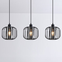 Pendellampa Dilan med tre lampor - rökfärgat glas med metallspjälor