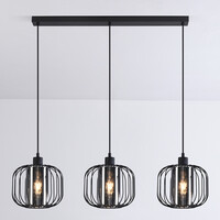 Pendellampa Dilan med tre lampor - rökfärgat glas med metallspjälor