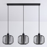 Pendellampa Dilan med tre lampor - rökfärgat glas med metallspjälor